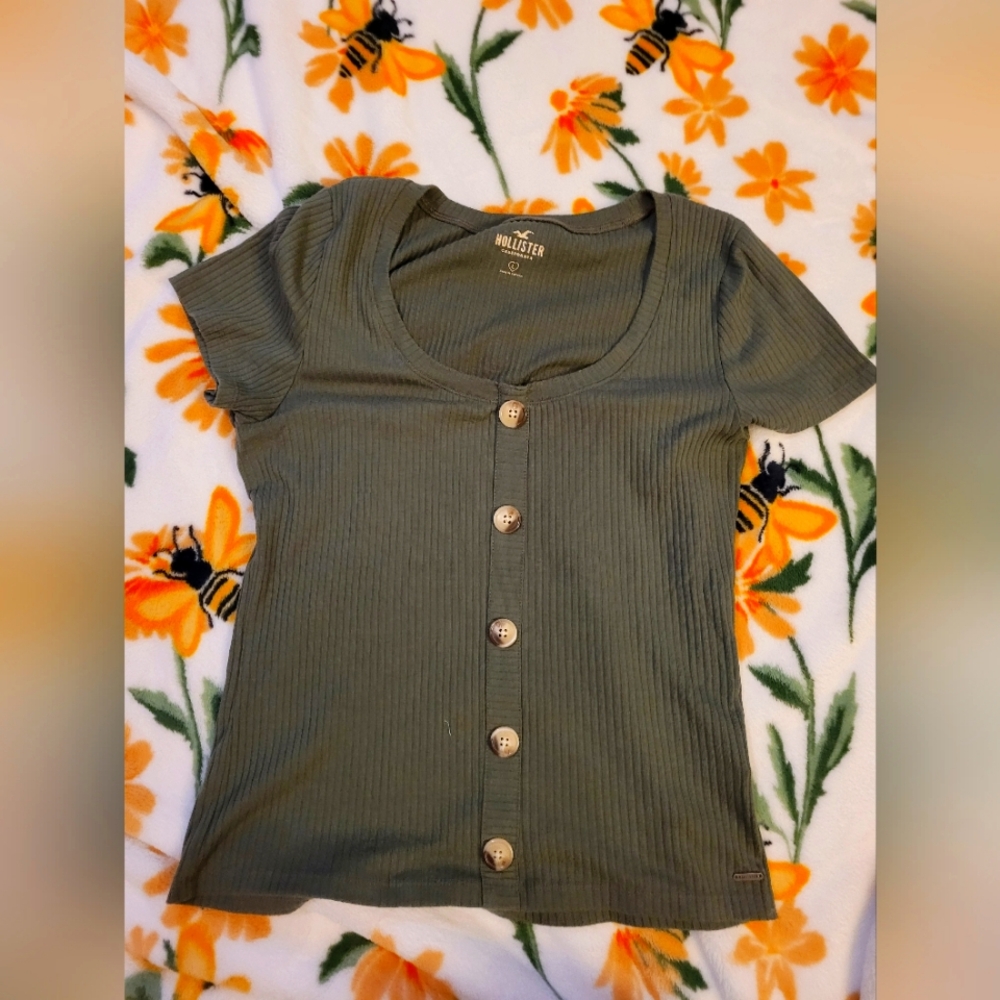 Large olive green Hollister blouse